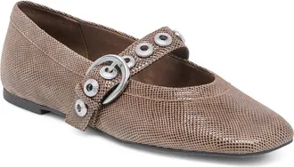 Dolce Vita Marten Mary Jane Ballet Flat in Mocha Embossed Leather at Nordstrom, Size 8.5