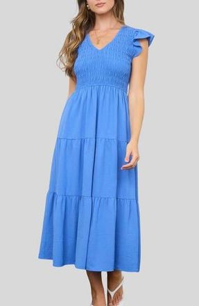 Blu Pepper Smocked Maxi Dress in Dusty Blue at Nordstrom Rack, Size Medium