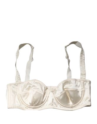 Dolce & Gabbana Womens Off White Semi-Pad Underwire Balconette Bra Underwear Elastane Silk Clothing