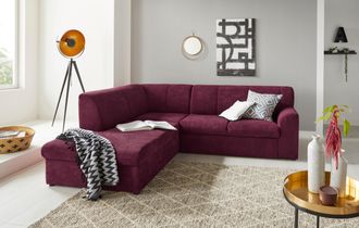 Domo Collection Ecksofa »Topper zeitlos elegant, kompakte Stellmasse, OTTOs Choice, L-Form« mit Ottomane, wahlweise mit Schlaffunktion