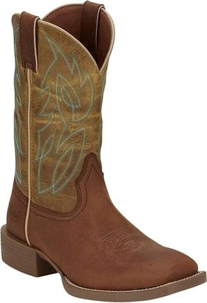 Justin Boots Canter Mens Brown Leather Square Toe Pull On Western GAL2186