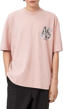 AllSaints Mixtape Cotton Graphic T-Shirt in Sunbaked Pink at Nordstrom, Size Xx-Large