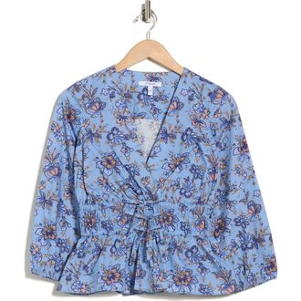 Derek Lam Lilith Surplice Neck Top in Denim Blue Multi at Nordstrom Rack, Size 14
