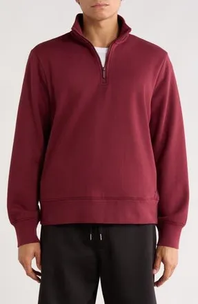 Zella Vital Fleece Quarter Zip Pullover in Burgundy Tannin at Nordstrom Rack, Size Xx-Large