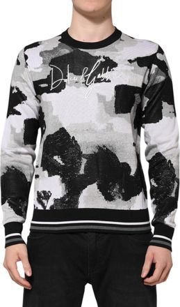 Dolce & Gabbana Multicolor Silk Camouflage Pullover Mens Sweater