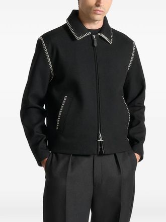 Mani&egrave;re De Voir Alex whipstitch zip-up shirt jacket - Black