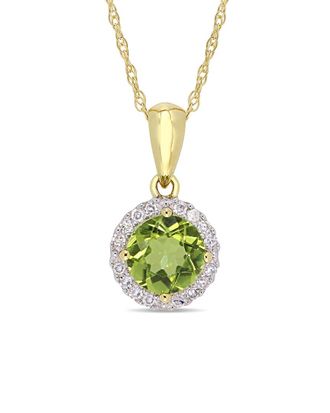 Rina Limor 10K 1.00 ct. tw. Diamond & Peridot Halo Necklace