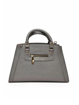 Manila Grace Grey Medium Trapezoidal Polyurethane Shoulder Bag