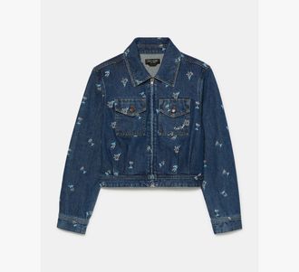 Kate Spade New York Vibrant Buds Embroidered Denim Jacket