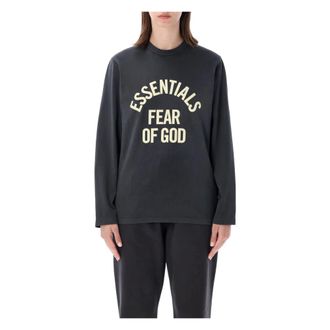 Fear of God Long Sleeve Tops, female, Black, Size: XS Campus Classic Long Sleeve Cotton Jersey Tee
