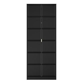 Welcome Furniture Hanover Ready Assembled 2 Door Wardrobe In Deep Black & Black Matt - Welcome Furniture | TJ Hughes