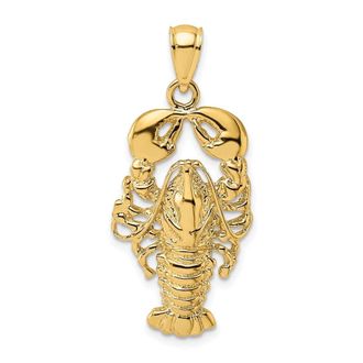 Diamond2Deal 10k Yellow Gold 2-D Textured Maine Lobster Charm Pendant