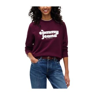 Tommy Hilfiger Hoodies & sweatvesten, Dames, Paars, L, Crew Neck Sweatshirt
