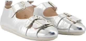 Simone Rocha Womens Buckle Grip Ballerina - Simone Rocha Leather Silver Shoes Flat-Shoes
