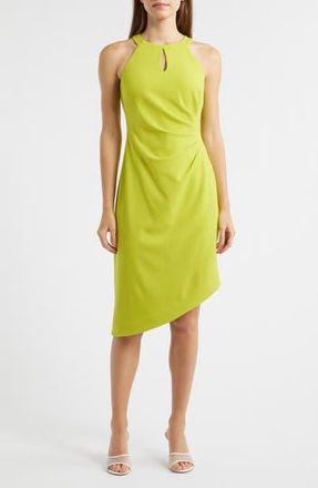 Anne Klein Side Pleat Asymmetric Dress in Citron Zest at Nordstrom Rack, Size 14