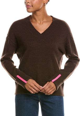 Brodie Turn Back Cuffs V-Neck 100% Cashmere Sweater