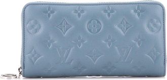 Louis Vuitton Blue Monogram Embossed Lambskin Coussin Zippy Wallet (Authentic Pre-Loved)