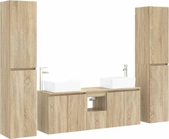 vidaXL Juego De Muebles De Ba&ntilde;o 5 Uds. Roble Sonoma 33 X 34,5 X 160 Cm Vidaxl