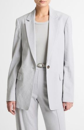 Vince One-Button Cotton & Modal Blazer in Bay Mist at Nordstrom, Size 00