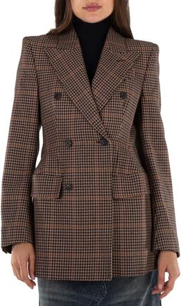 Balenciaga Hourglass Houndstooth Double-Breasted Blazer, Brand Size 34 (US Size 0)