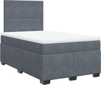 vidaXL Box Spring Bed with Mattress Dark Grey 120x190 cm Small Double Velvet Vidaxl