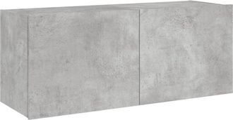 vidaXL TV Wall Cabinet with LED Lights Concrete Grey 100x35x41 cm vidaXL