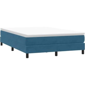 vidaXL Cama Box Spring Sin Colch&oacute;n Azul Oscuro Terciopelo 160x220 Cm Vidaxl