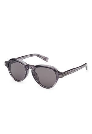 Ermenegildo Zegna Dark Brown Acetate Sunglasses with Geometric Design