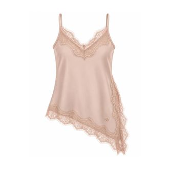 Yes-Zee YES Zee, Tops, Dames, Beige, XS, Polyester, Top in Raso con Inserti in Pizzo