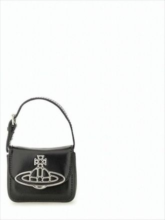 Vivienne Westwood Structured Leather Shoulder Bag With Metallic Emblem
