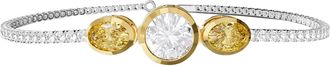 Diamond2Deal 925 Sterling Silver Silver 4 Ct Round & Oval Cut Yellow & White Lab Grown Diamond Bangle Bracelet 7