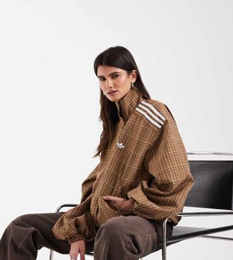 adidas Originals top da tuta a quadri marrone esclusivo per ASOS