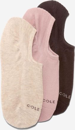 Cole Haan Womens 3-pair Solid Sneaker Liner Socks - Brown