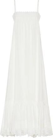 Saint Laurent Crisp Textured Flamed Poplin Jurk - Dames - Avondkleed - Wit - XS - Katoen - Kleedjes