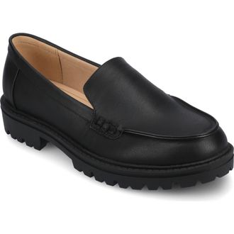 Journee Collection Ericka Lug Sole Platform Loafer - Wide Width in Black Pu at Nordstrom Rack, Size 9.5