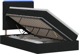 vidaXL Cama De Almacenamiento Led Con Colch&oacute;n Negro 120 X 200 Cm Tela Vidaxl