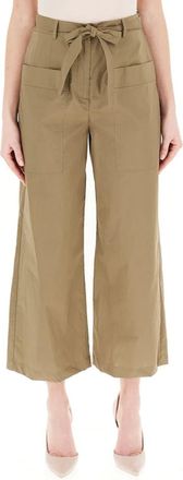 Liu Jo Cropped Trousers, female, Green, Size: 2XL Pantalone a palazzo