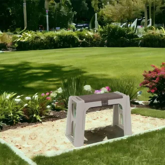 Dmora Banco Multiuso Con Un Compartimiento Del Soporte De La Herramienta En Polipropileno, Banco Con Asiento Y Caja De Contenedores, 100% Made In Italy, 58x