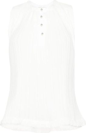 Lanvin Mouwtjesloze geplooide top - Dames - Tops zonder mouwen - Wit - L - Polyester - Tops