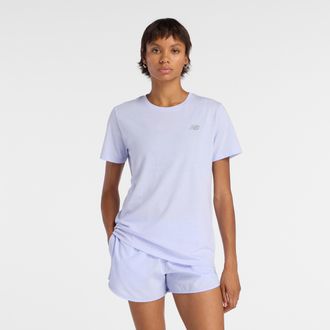 New Balance Laufshirt NEW BALANCE Sport Essentials Heathertech T-Shirt, Damen, Gr. XXL, daybreak, Jersey, Obermaterial: 70% Baumwolle, 30% Polyester, Rundhals, Sh