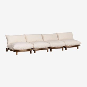 Sklum Sof&aacute; Modular Reclinable De Jard&iacute;n De 4 Piezas En Madera De Acacia Brina Sklum