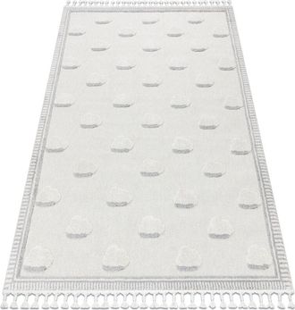 RugsX Rugsx - Carpet yoyo GD62 white / grey - Clouds for children, structural, sensory Fringes beige 200x290 cm
