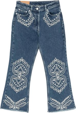 Farm Rio Embroidered Fringed Jeans