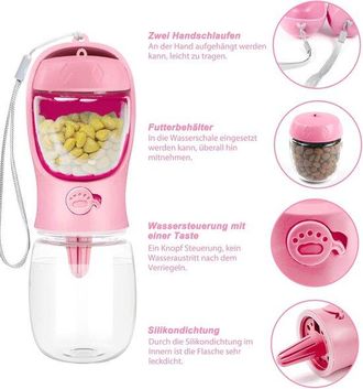 No Brand Botella De Agua De Viaje Para Perros, 350 Ml, A Prueba De Fugas, Con 1 Recipiente Para Comida, Port&aacute;til Para Perros Peque&ntilde;os Para Pasear O Viajar, 227