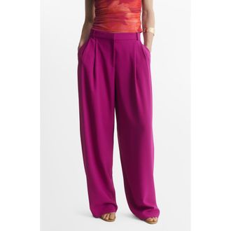 Mango Pleated Straight Leg Pants in Fuchsia at Nordstrom Rack, Size 0