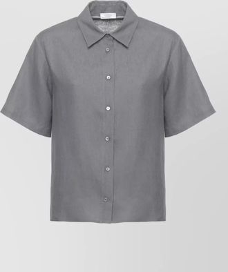 PESERICO linen shirt lace up hem short sleeves