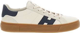 Hogan White H705 Allacciato H Sappa Suede Sneakers