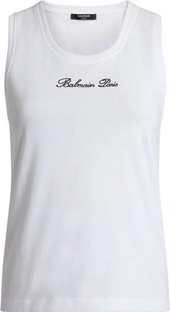 Balmain Paris Tank Top - Dames - Tops zonder mouwen - Wit - XS - Katoen - Tops