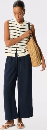 Whistles 100% Cotton Wide Leg Trousers in Navy at Nordstrom, Size 12