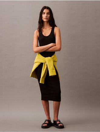 Calvin Klein Jeans Calvin Klein Womens Rib Slip Dress - Black - M